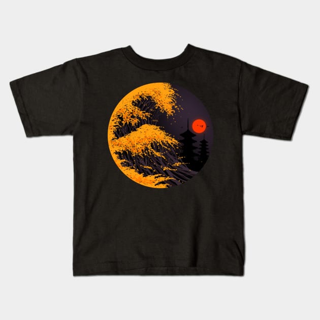 The Great Autumn Wave Kids T-Shirt by nicebleed
